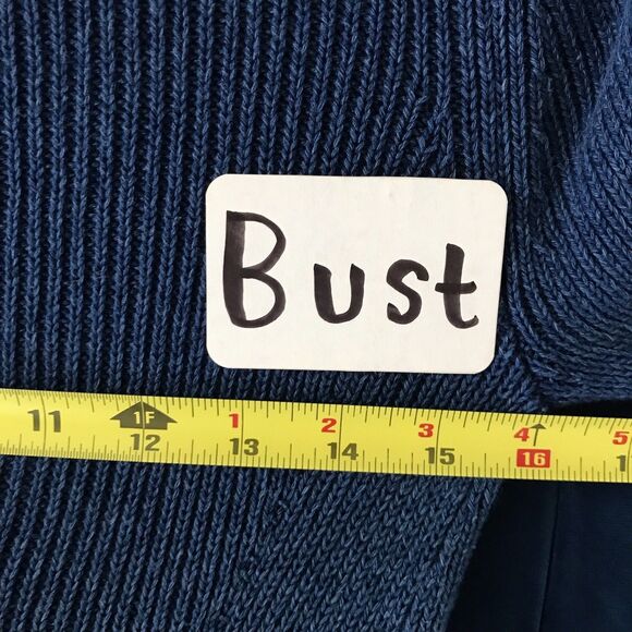 Intermix Blue Stretch Knit Long Sleeve High Neck Ruffle Midi Sweater Dress - S - Picture 6 of 9